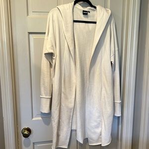 Long hooded sweatshirt cardigan